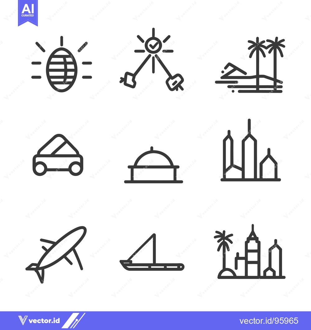 Premium Vector of Set of Nine Simple Travel Line Icons