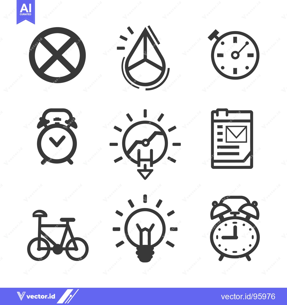 Premium Vector dari Set of Nine Time Management and Productivity Icons
