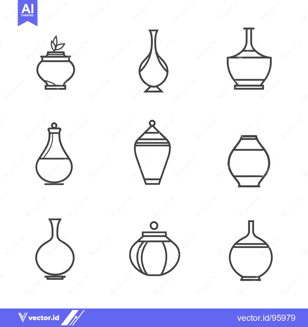 Premium Vector dari Set of nine vase outline icons