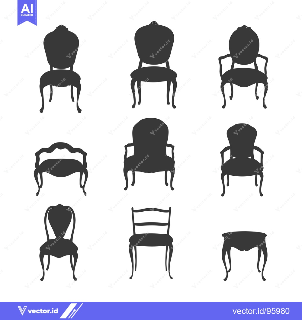 Premium Vector of Set of Nine Vintage Chair and Table Silhouettes