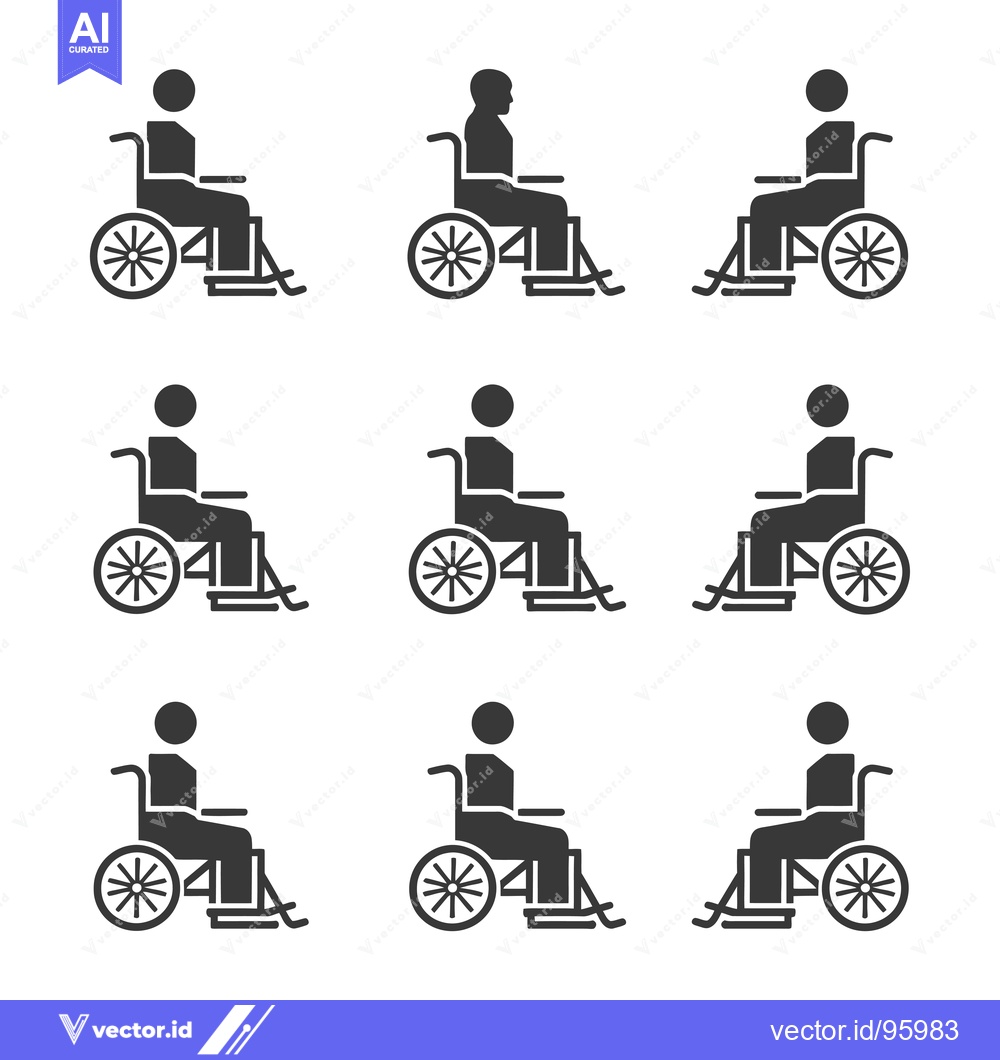 Premium Vector dari Set of Nine Wheelchair Icons with Person in Wheelchair Silhouette