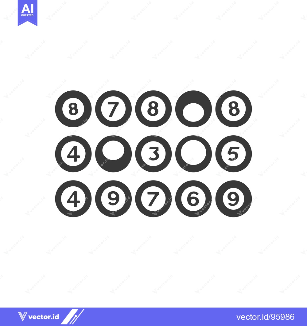 Premium Vector dari Set of numbered billiard balls with empty circles