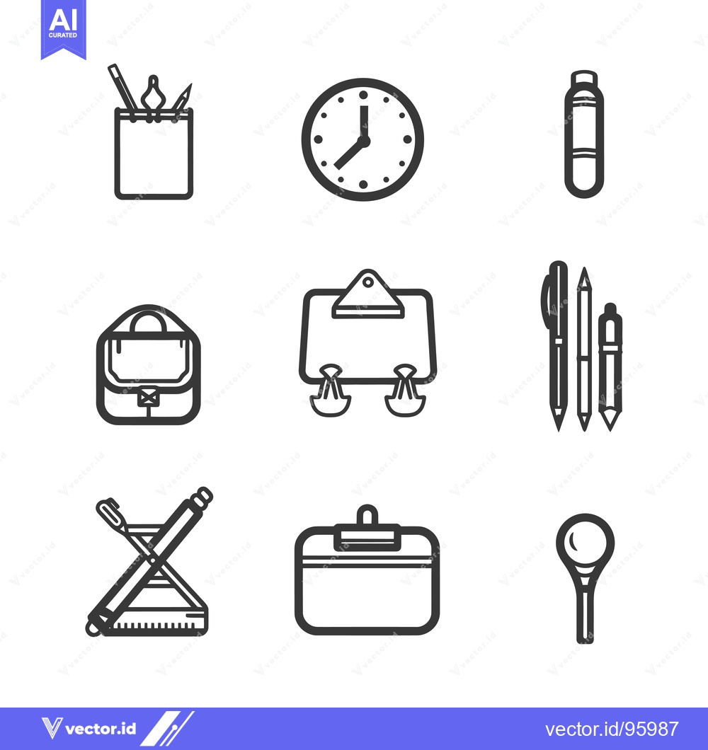 Premium Vector dari Set of Office Supplies Icons