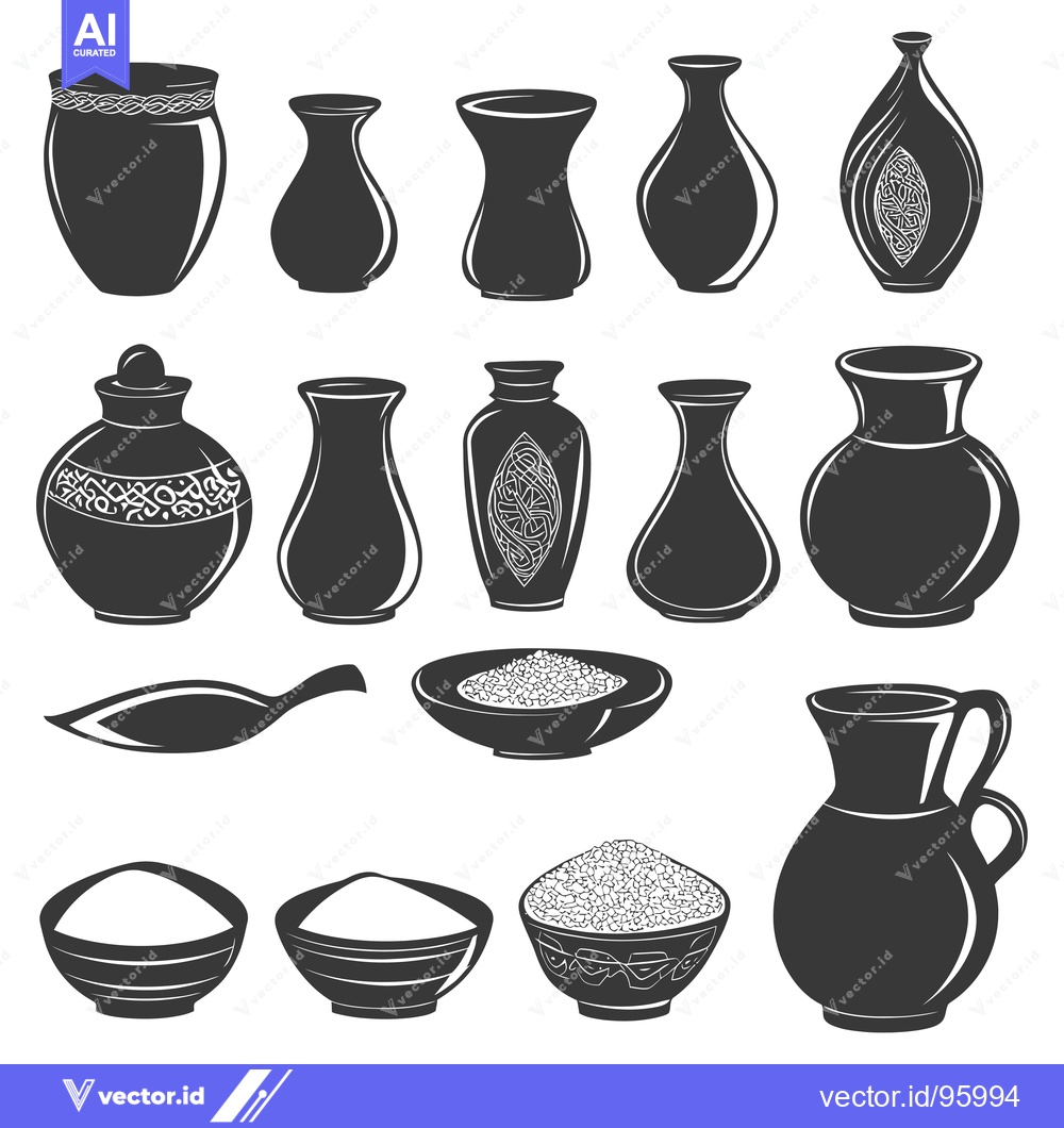 Premium Vector of Set of Ornamental Vases, Bowls, and Pitchers with Celtic Knots