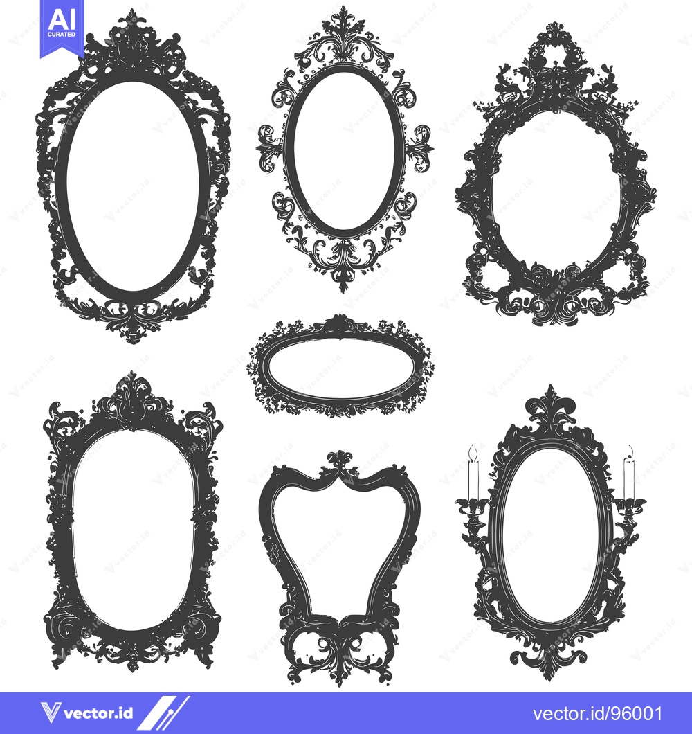 Premium Vector dari Set of ornate, intricately-designed oval frames