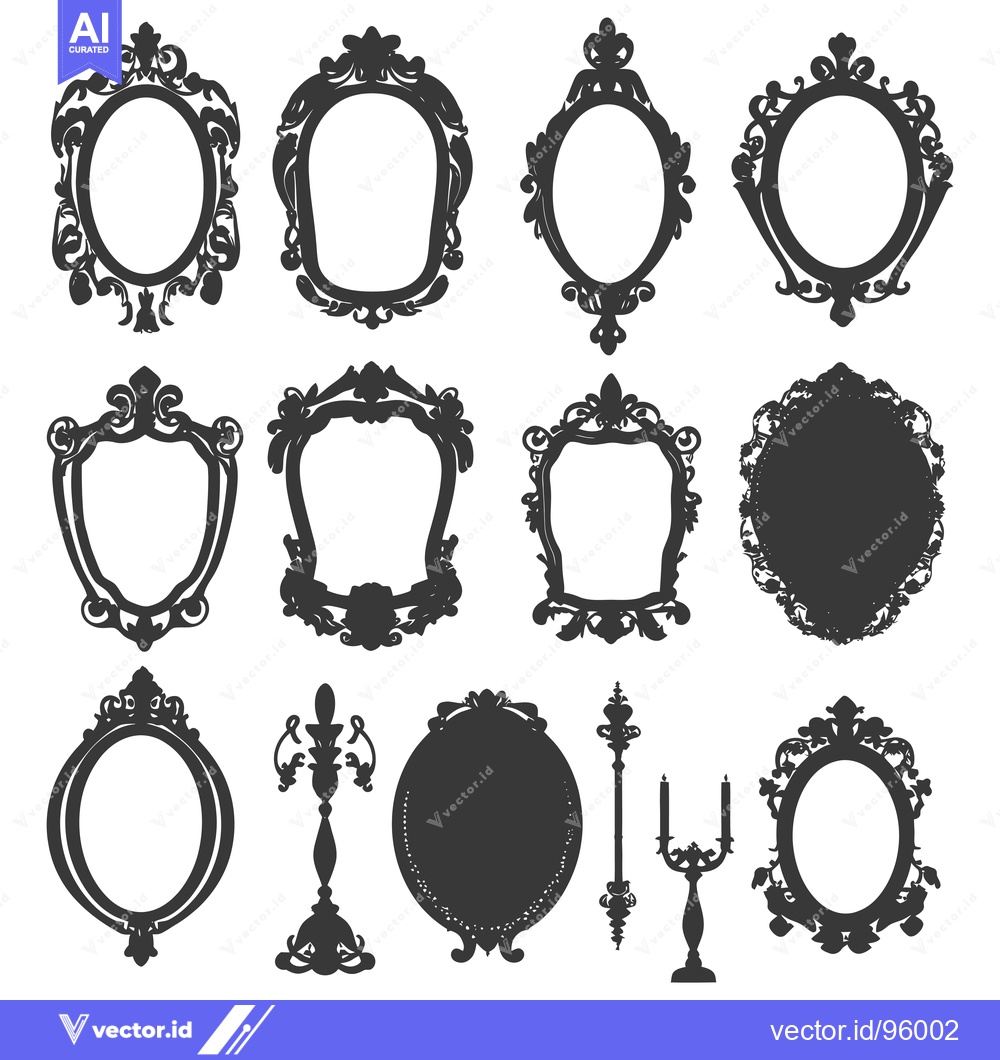 Premium Vector dari Set of Ornate Ornamental Frames and Candelabra