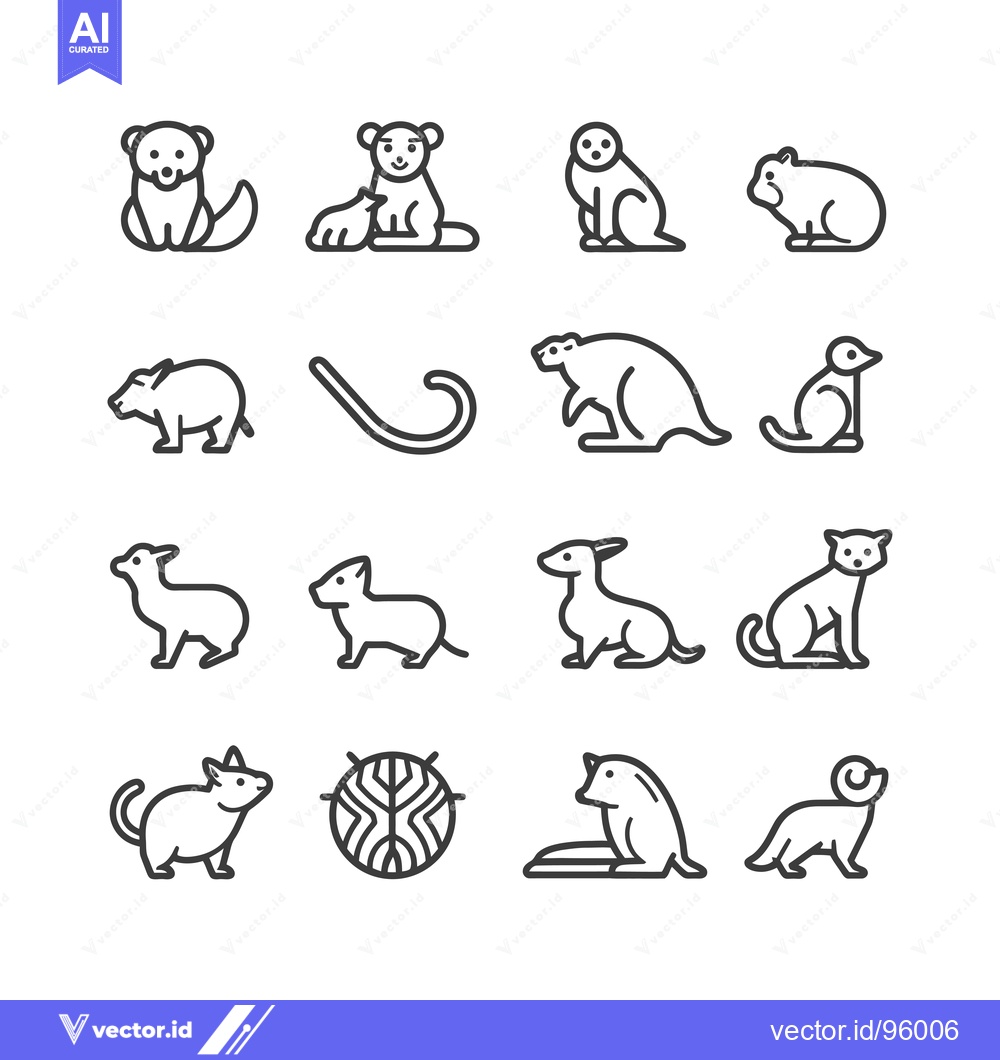 Premium Vector dari Set of Outline Animal Icons in Different Poses