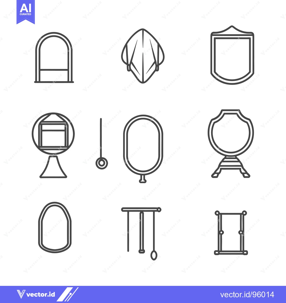 Premium Vector dari Set of outline icons depicting various shapes of mirrors