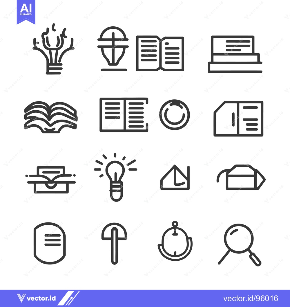 Premium Vector of Set of  Outline Icons for Education and Knowledge