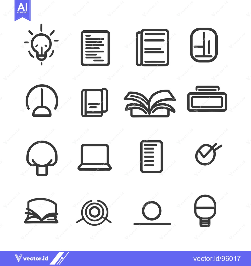 Premium Vector dari Set of Outline Icons for Education, Knowledge, and Information