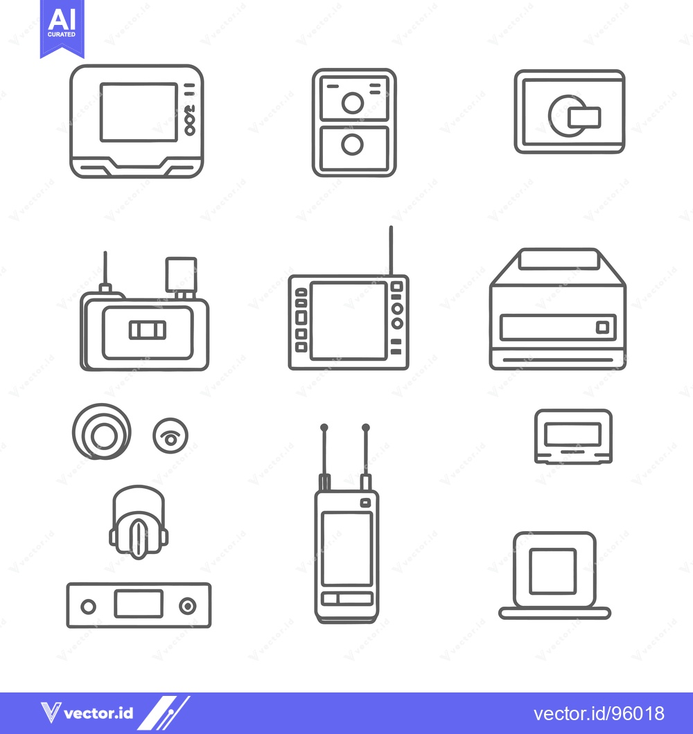 Premium Vector of Set of Outline Icons for Electronic Devices and Gadgets