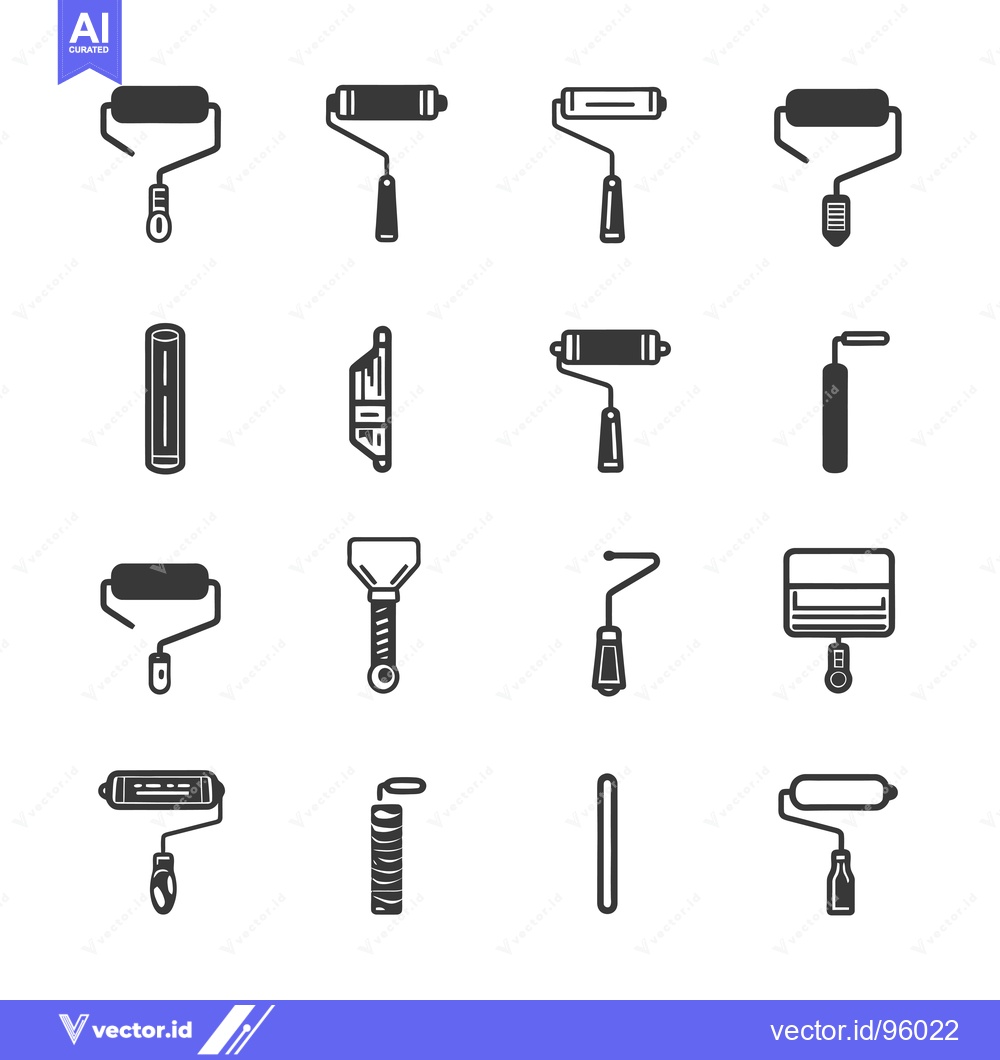 Premium Vector dari Set of Paint Roller Icons in Black and White