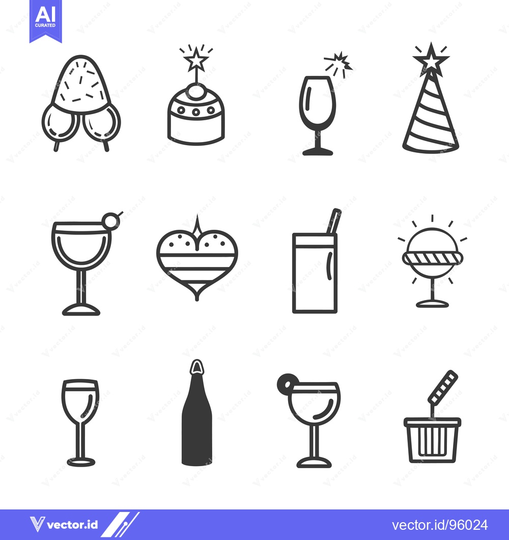 Premium Vector dari Set of Party and Celebration Line Icons
