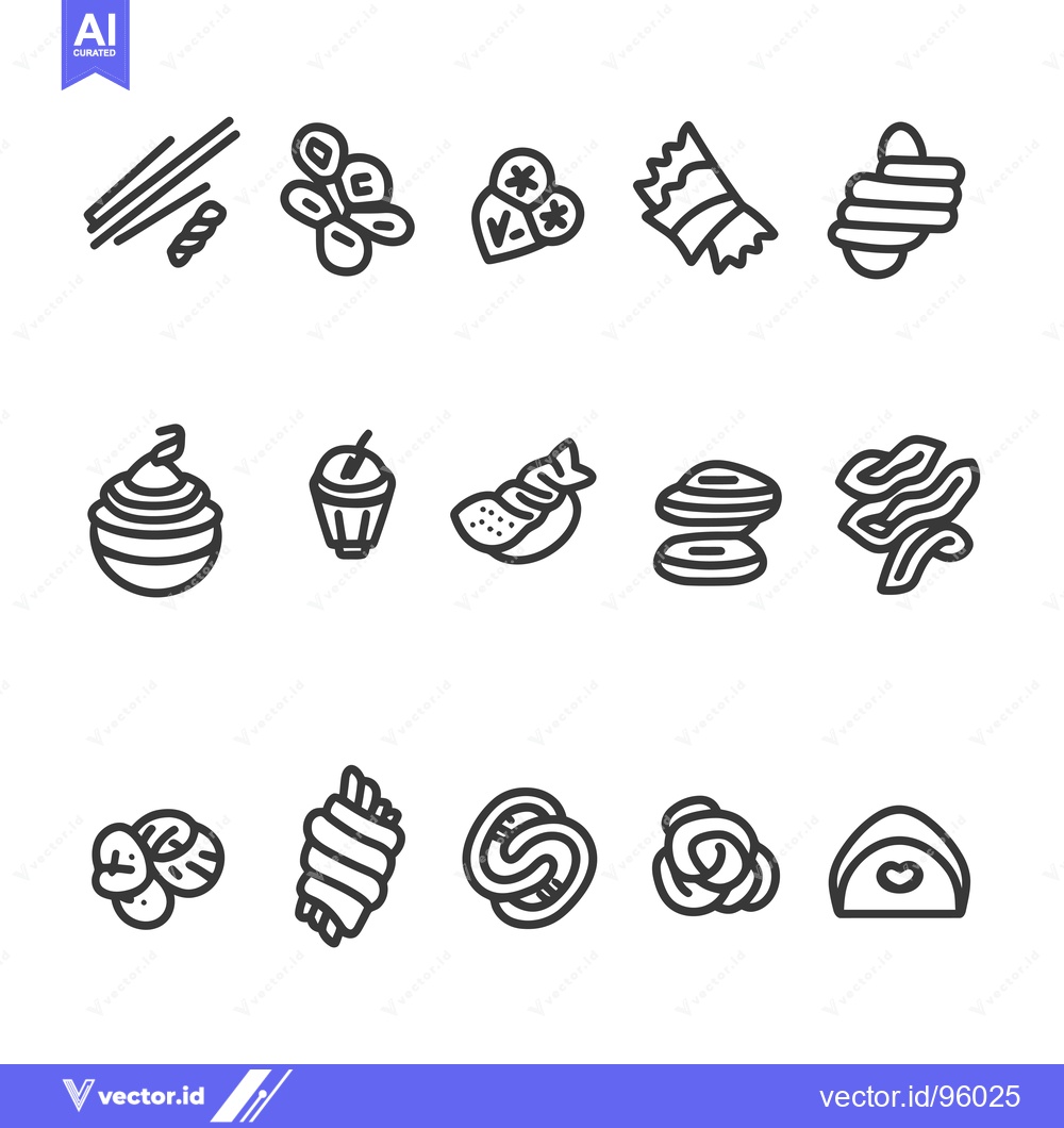 Premium Vector dari Set of Pasta Shapes Line Icons