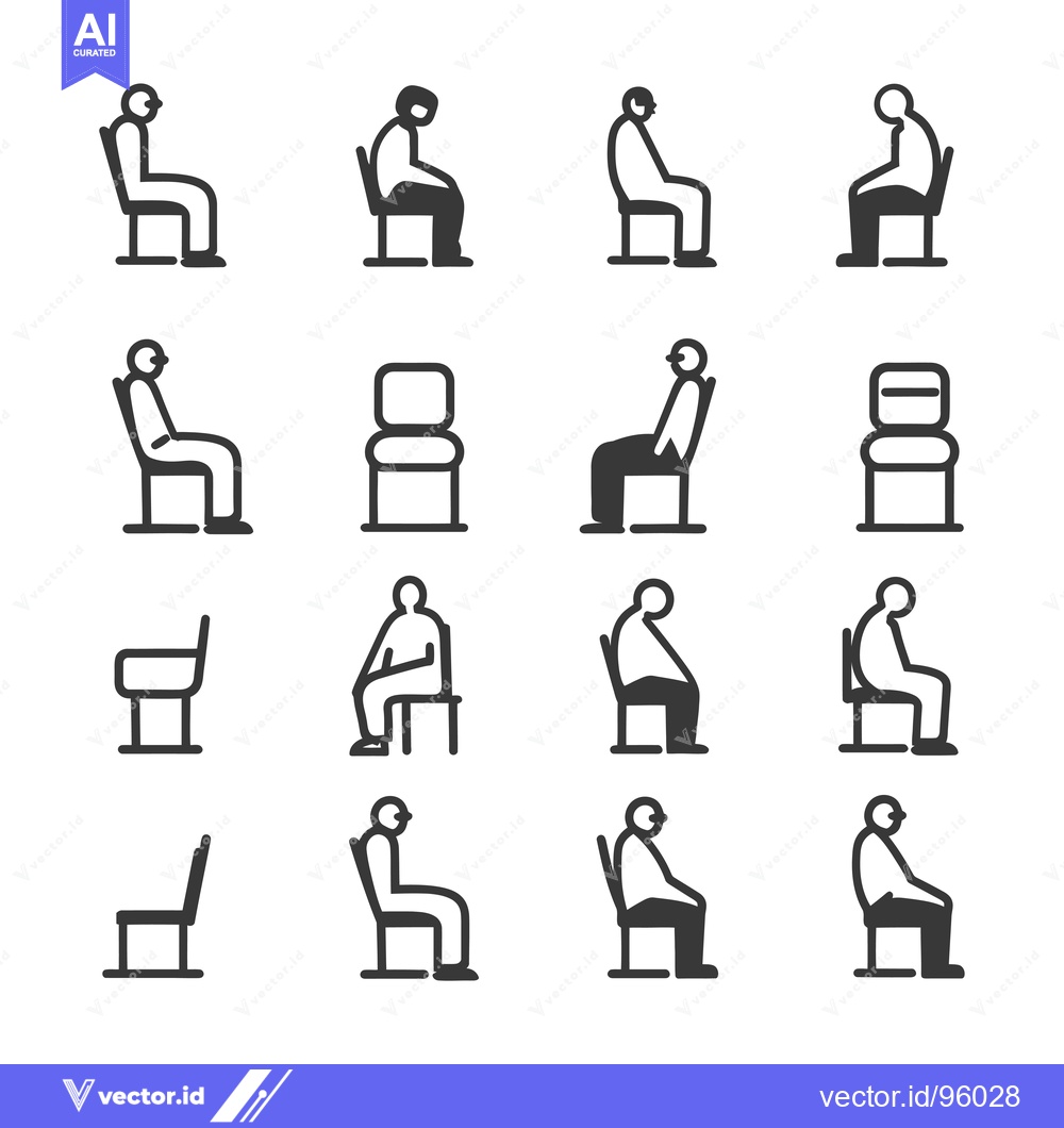 Premium Vector of Set of People Sitting on Chairs, Line Icons