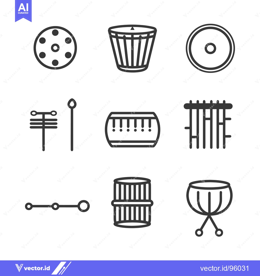 Premium Vector of Set of Percussion Musical Instrument Icons
