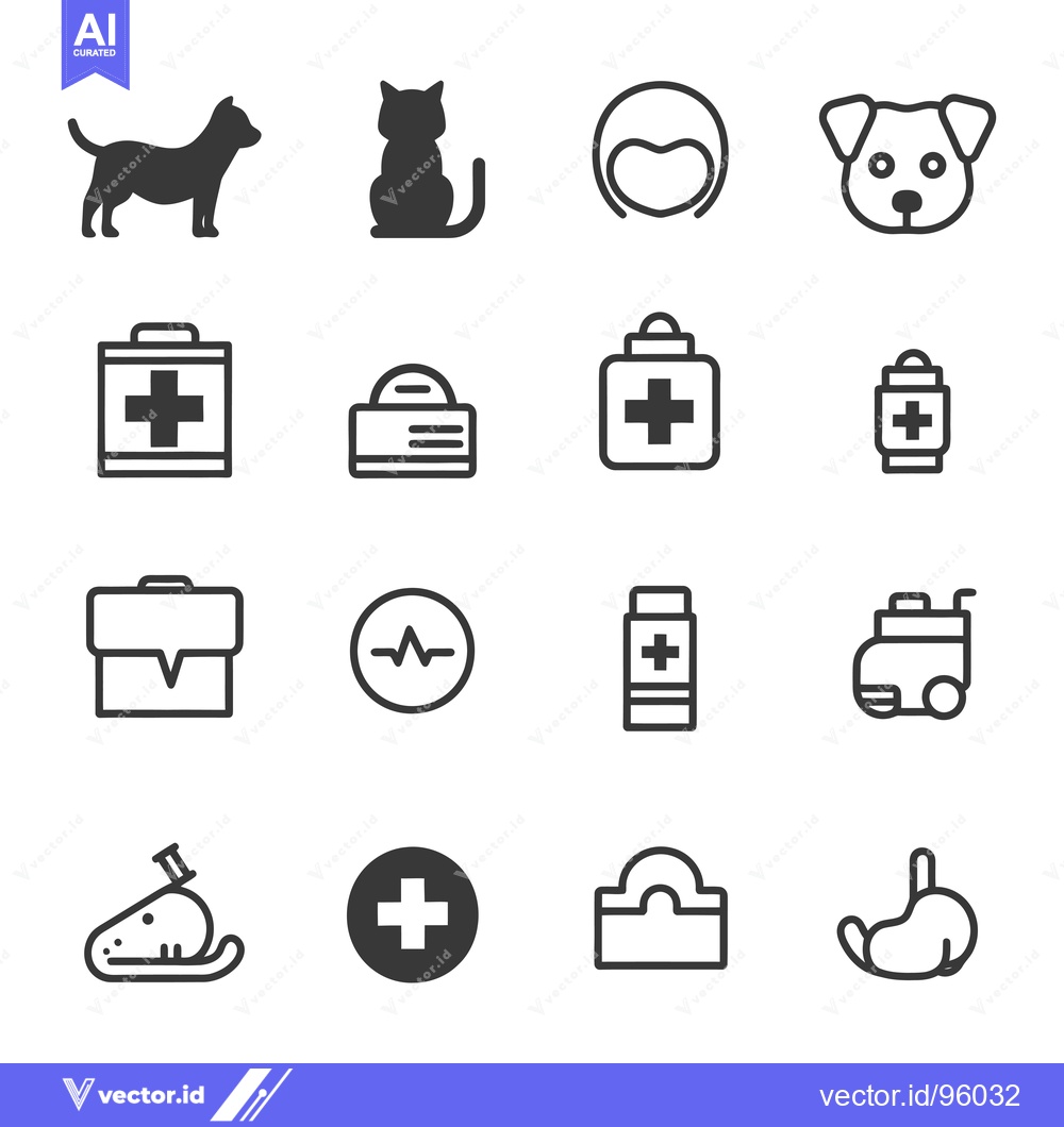 Premium Vector dari Set of pet care icons including dog, cat, veterinary and medical suppl