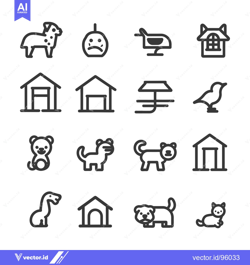 Premium Vector dari Set of Pet-Related Line Icons