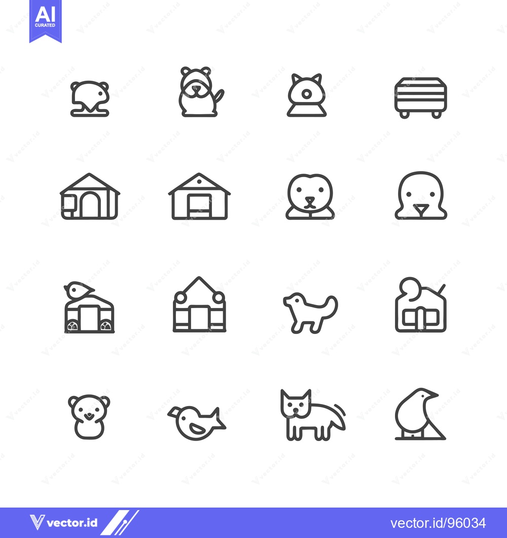 Premium Vector dari Set of Pet-Related Line Icons Including Animals, Houses, and Accessori