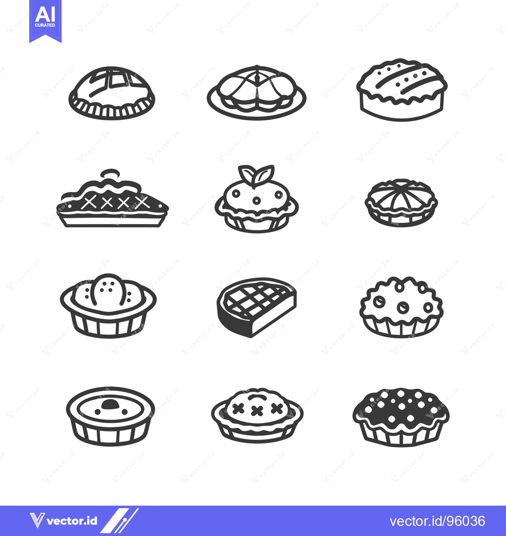 Premium Vector dari Set of Pie Icons in Line Style