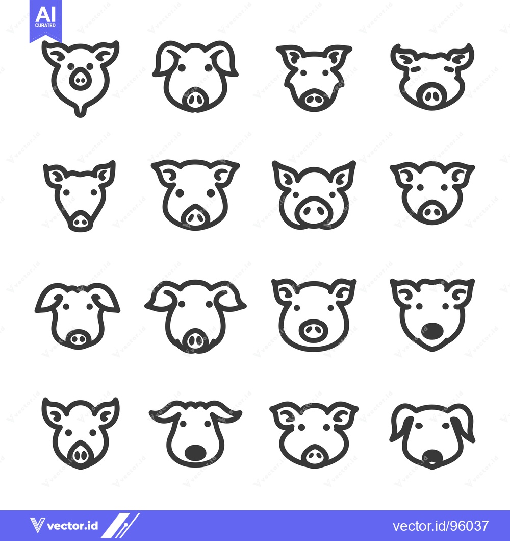 Premium Vector dari Set of Pig Icons in Various Styles