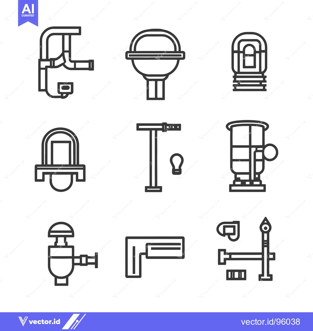 Premium Vector of Set of Plumbing and Pipe System Line Icons