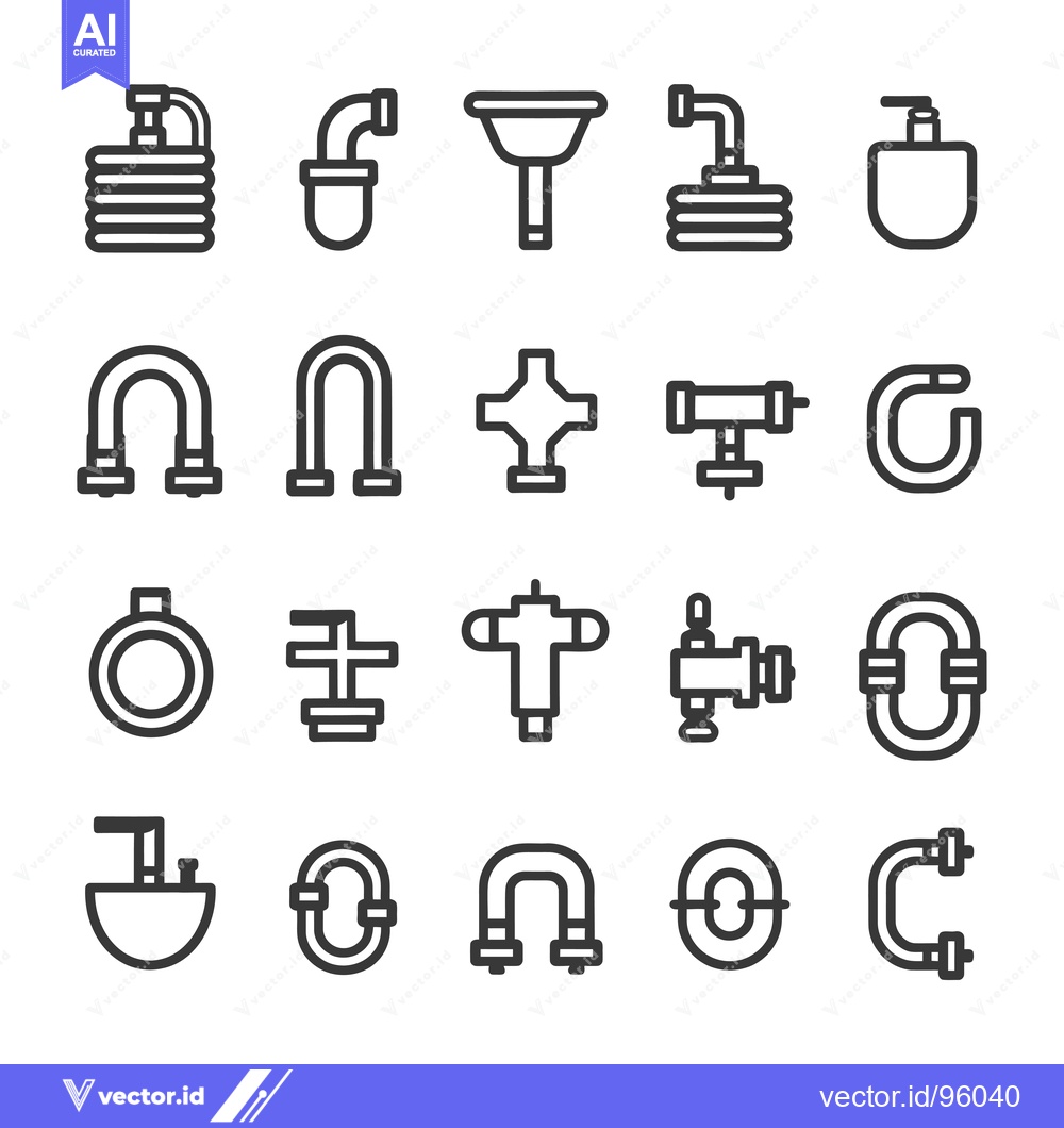 Premium Vector of Set of Plumbing Pipe Fittings Line Icons
