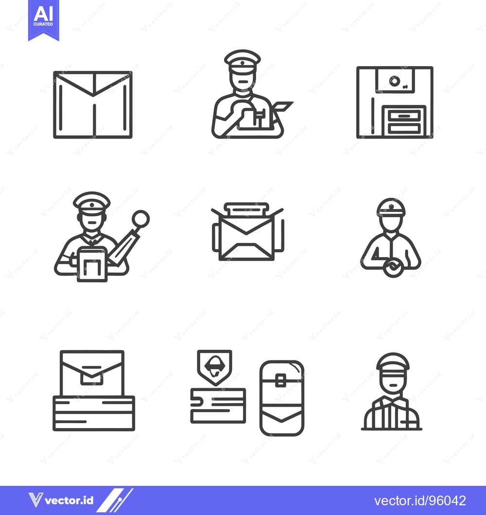 Premium Vector of Set of Postal Service, Mail, Delivery, and Courier Icons
