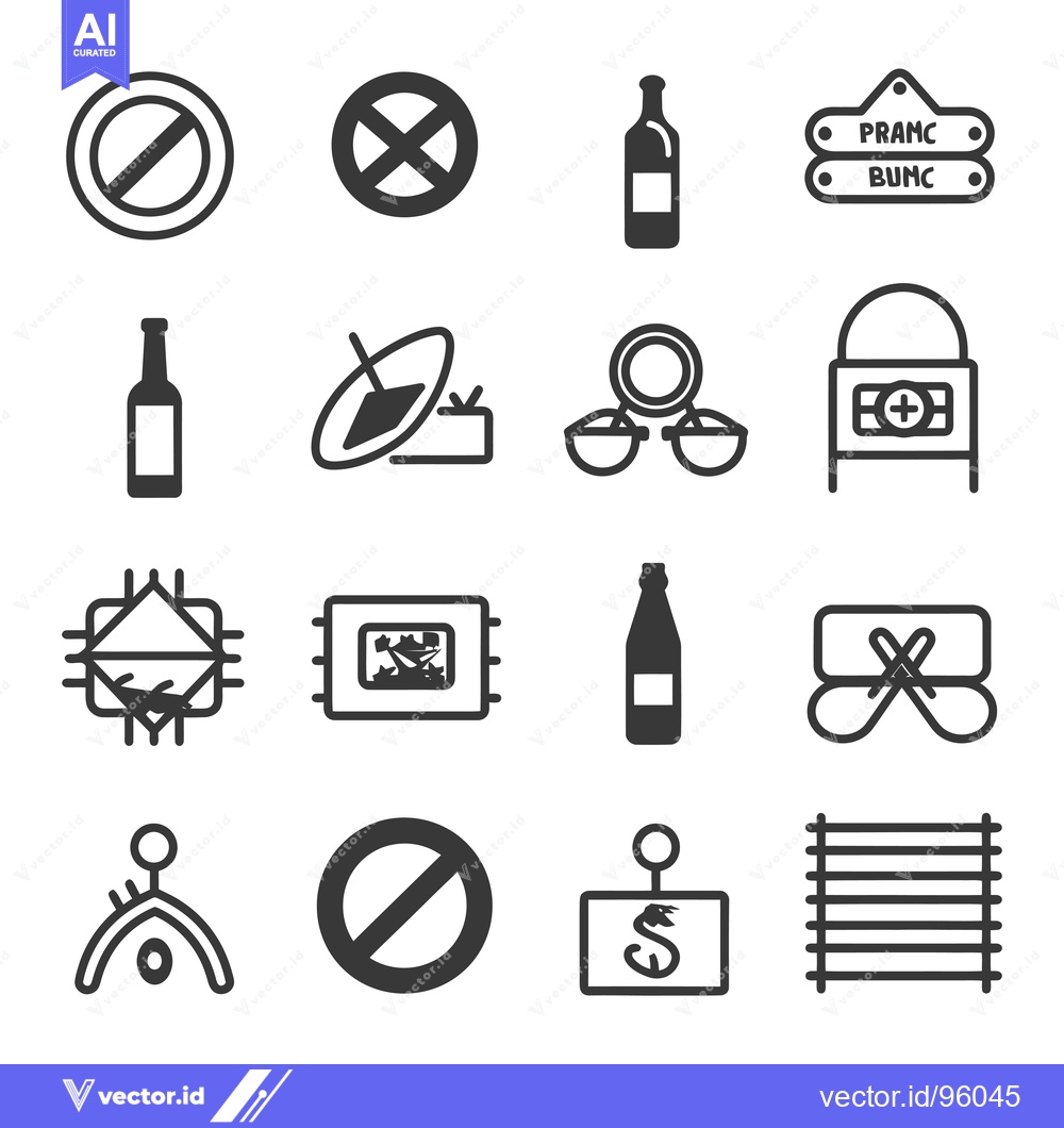 Premium Vector dari Set of Prohibition and Restricted Signs and Icons