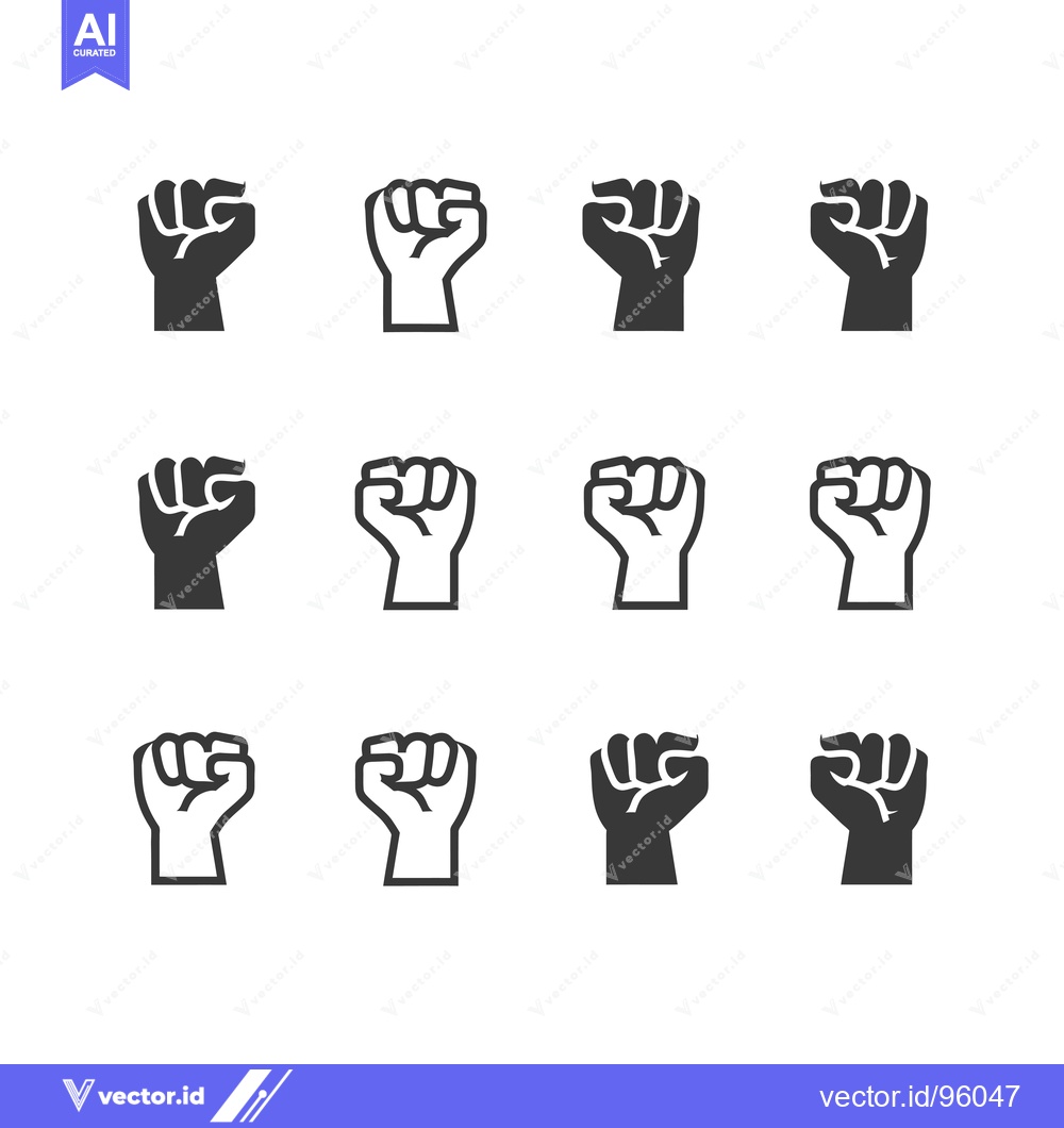 Premium Vector dari Set of Raised Fist Icons in Different Styles