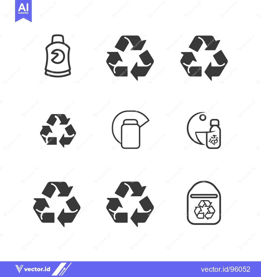 Premium Vector dari Set of Recycling Icons with Arrows and Bottles