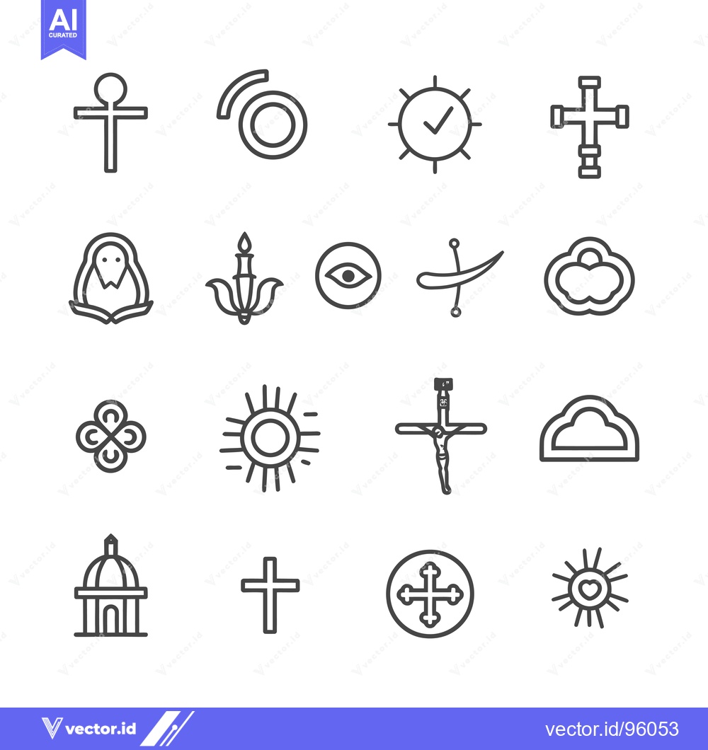Premium Vector dari Set of Religious and Spiritual Symbols in Line Art Style