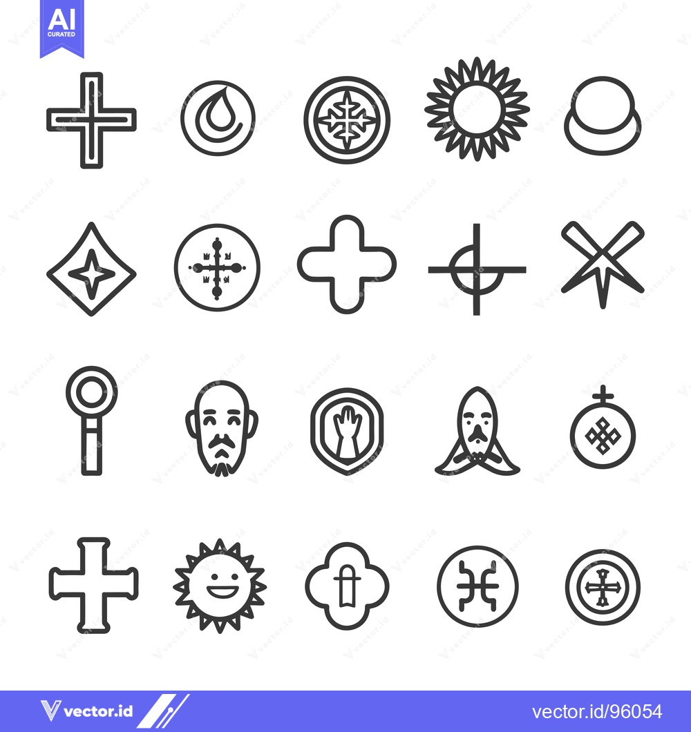 Premium Vector of Set of Religious and Spiritual Symbols in Outline Style