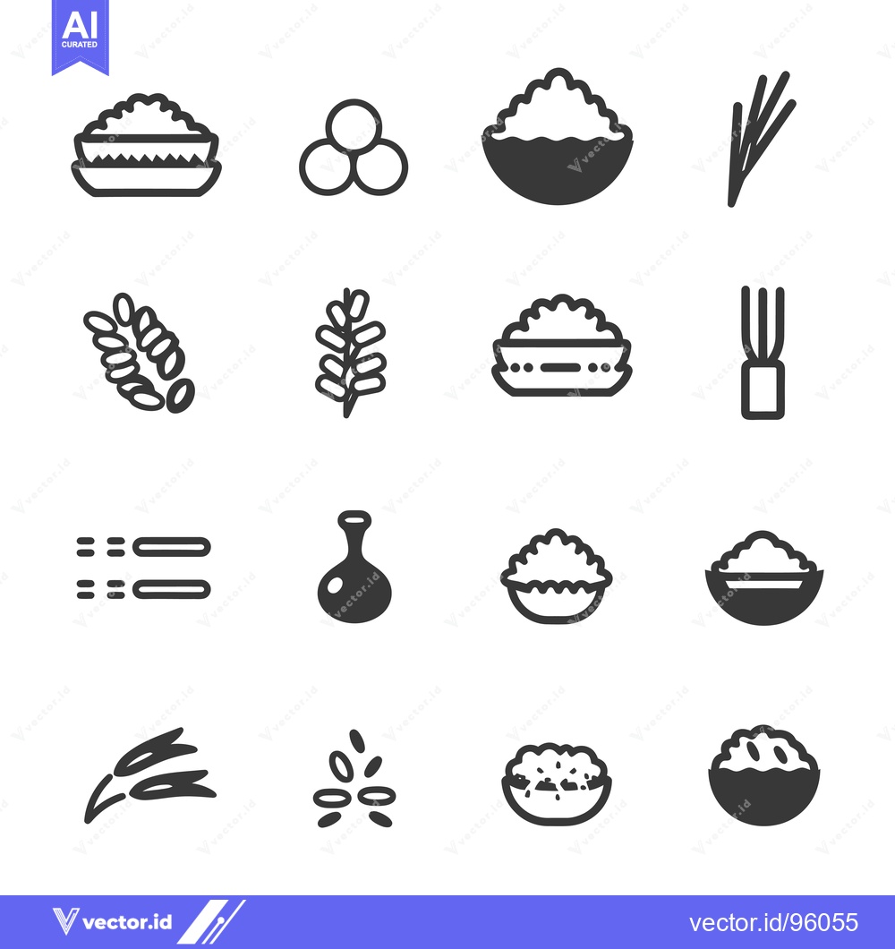 Premium Vector dari Set of Rice and Rice-Related Icons