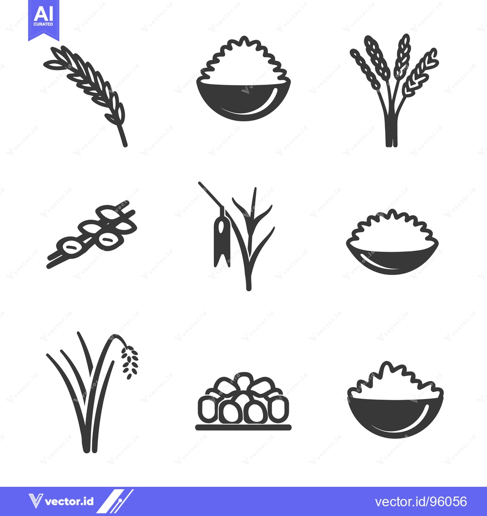 Premium Vector dari Set of Rice and Wheat Icons