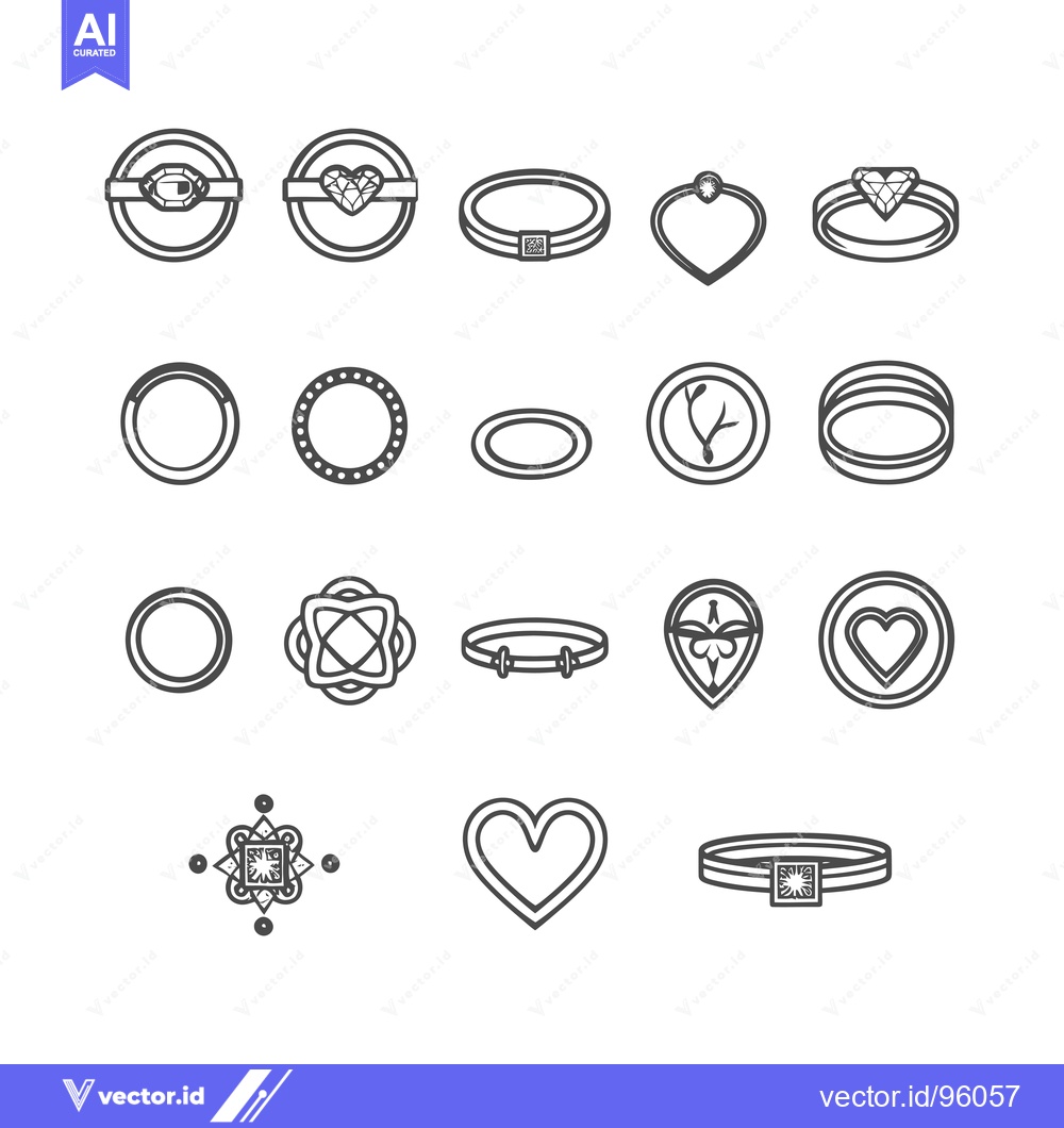 Premium Vector dari Set of Ring Designs with Various Gemstones and Styles