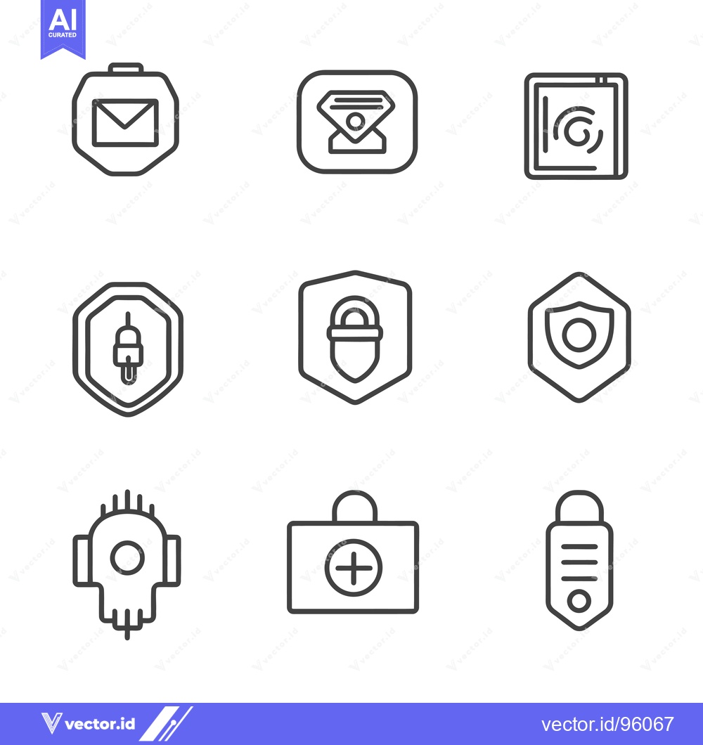 Premium Vector dari Set of Security and Safety Icons in Line Style