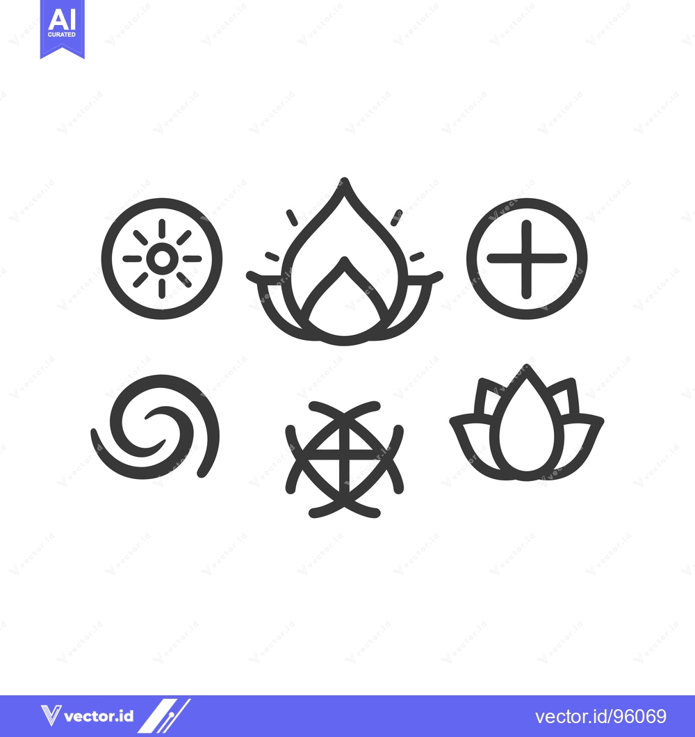 Premium Vector dari Set of Seven Simple Black and White Line Drawings Depicting Basic Elem