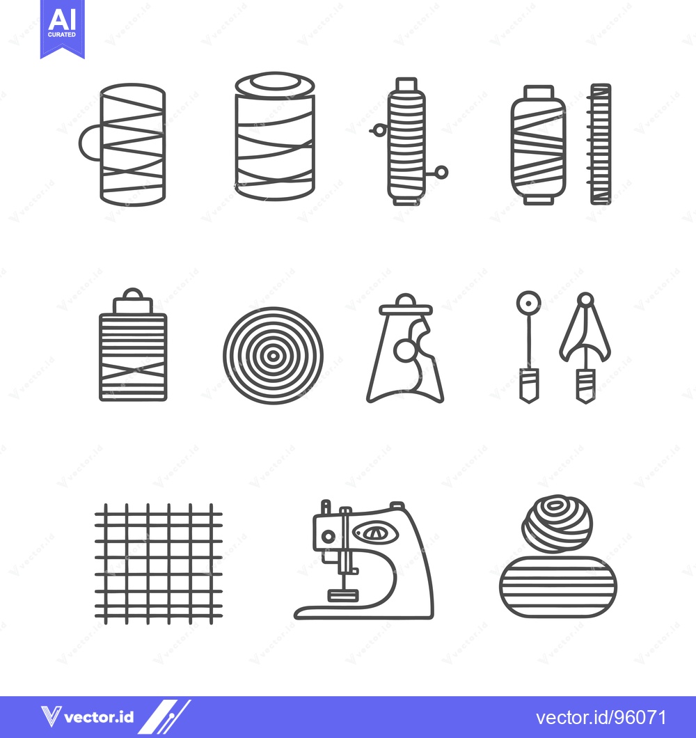 Premium Vector dari Set of Sewing and Knitting Related Line Icons