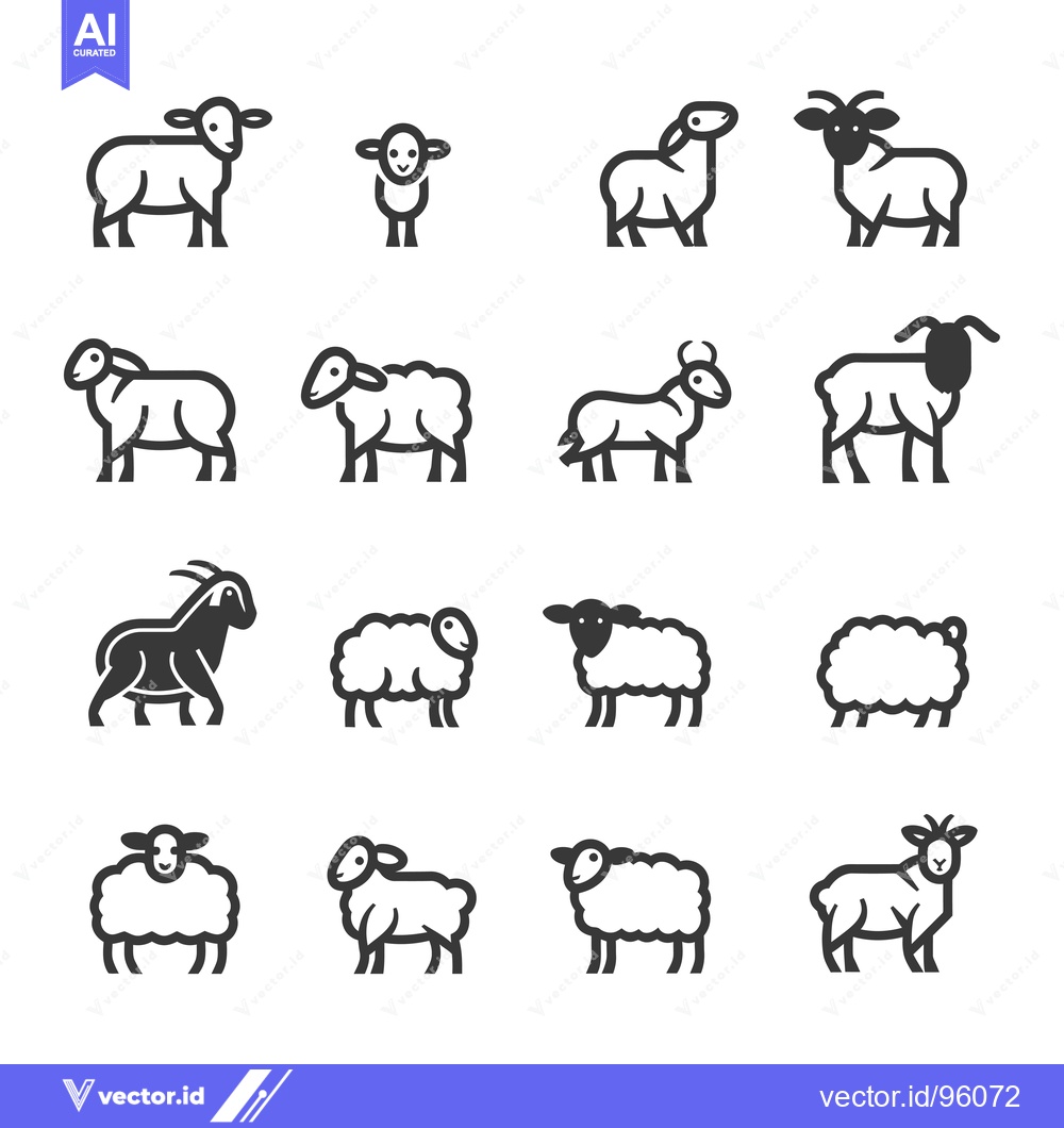 Premium Vector dari Set of Sheep and Goat Line Icons