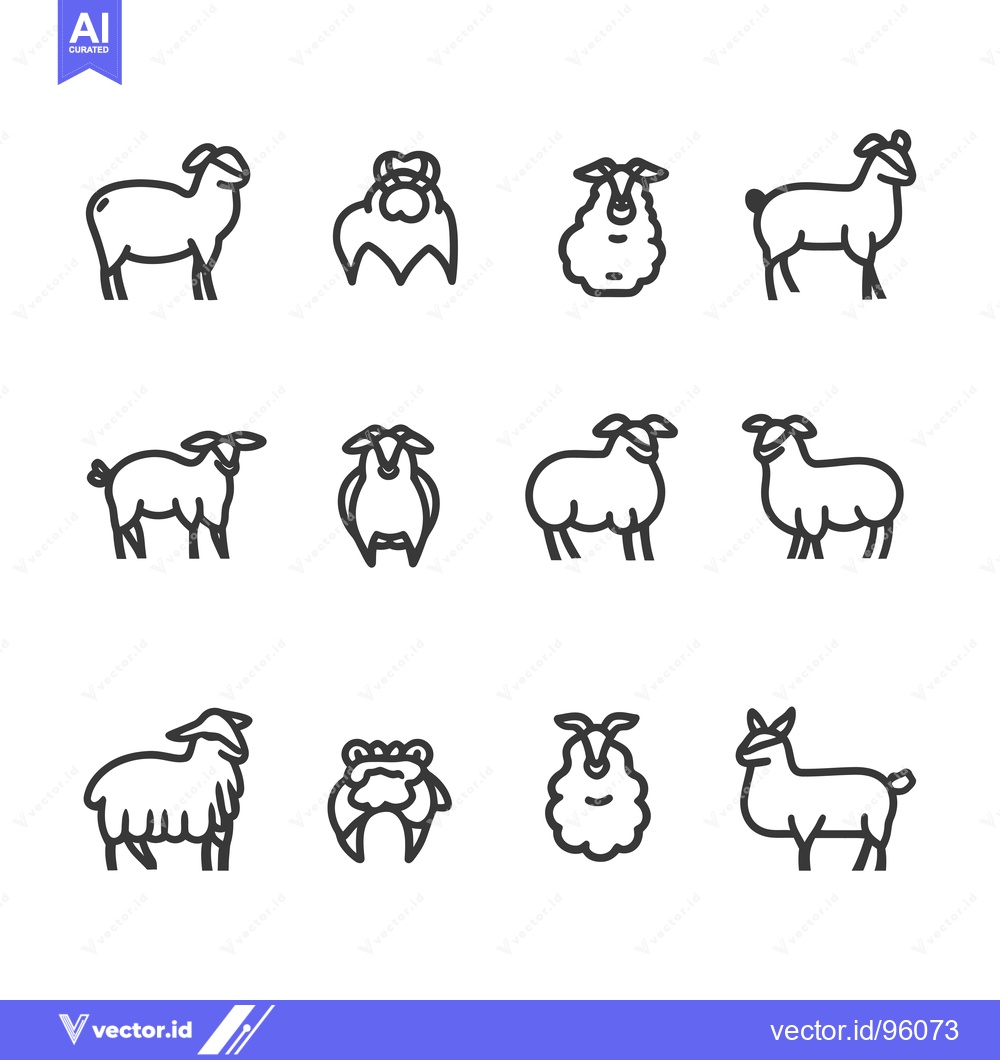 Premium Vector of Set of sheep and goat line icons