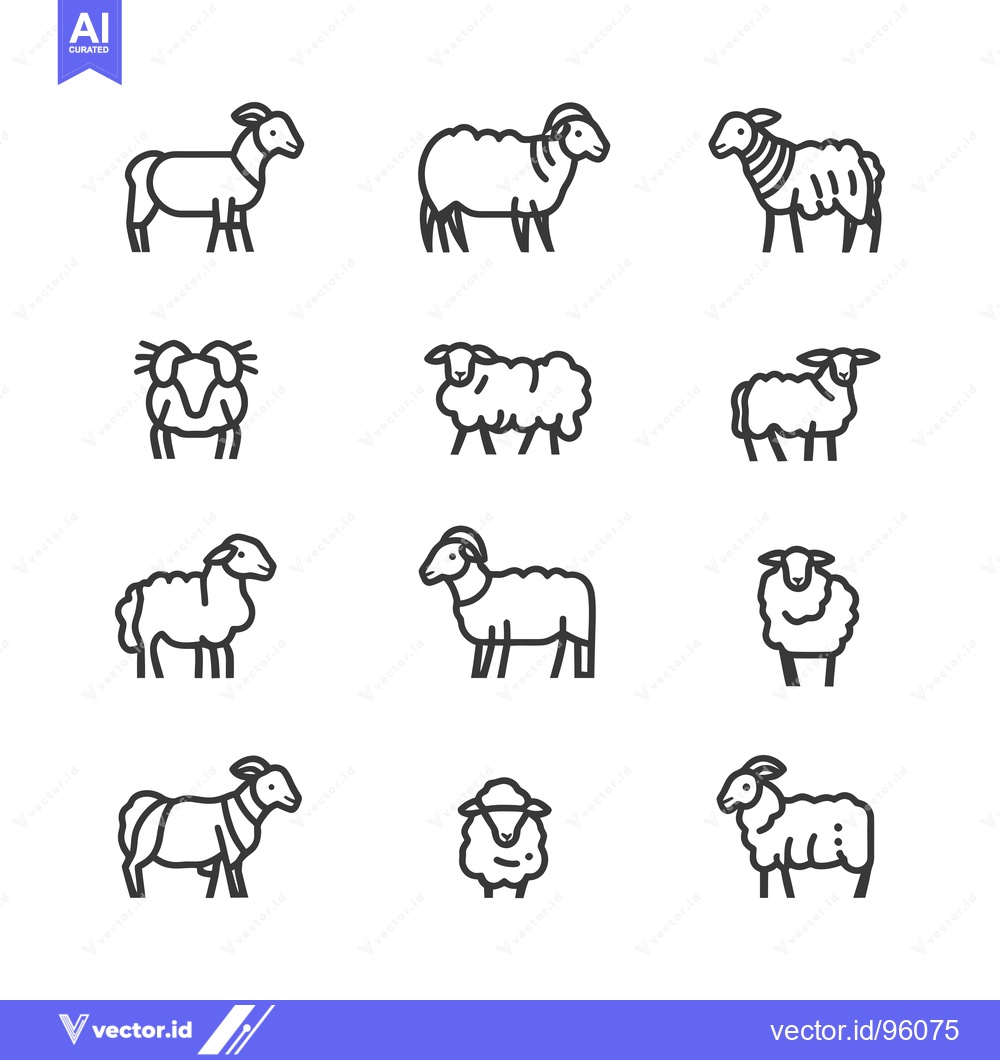 Premium Vector of Set of sheep and ram outline icons