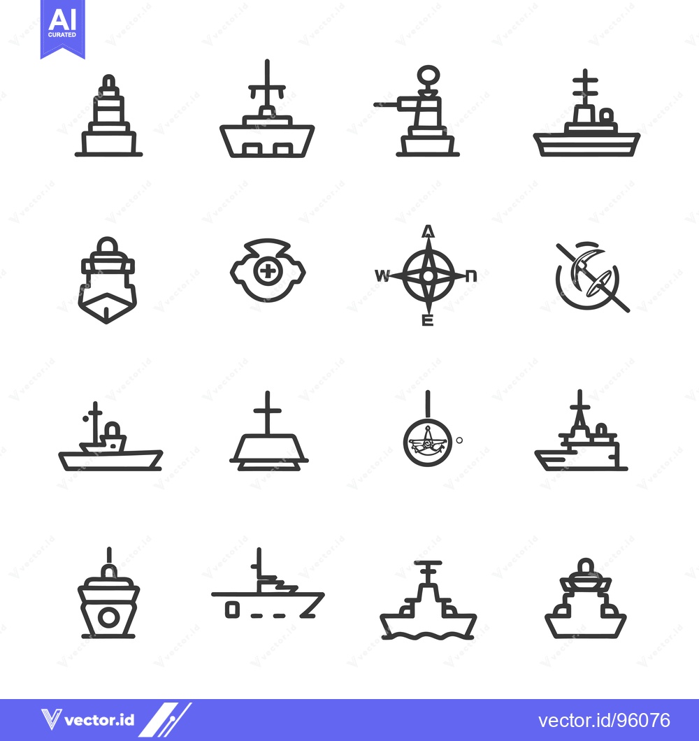 Premium Vector dari Set of Ship and Naval Line Icons