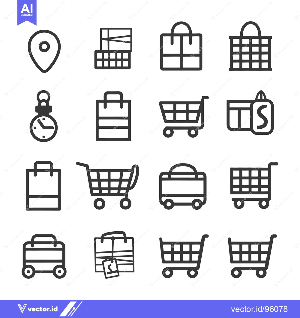 Premium Vector dari Set of Shopping and Store Related Outline Icons