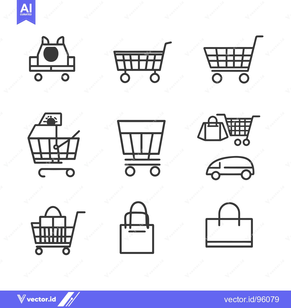 Premium Vector dari Set of Shopping Cart and Bag Icons