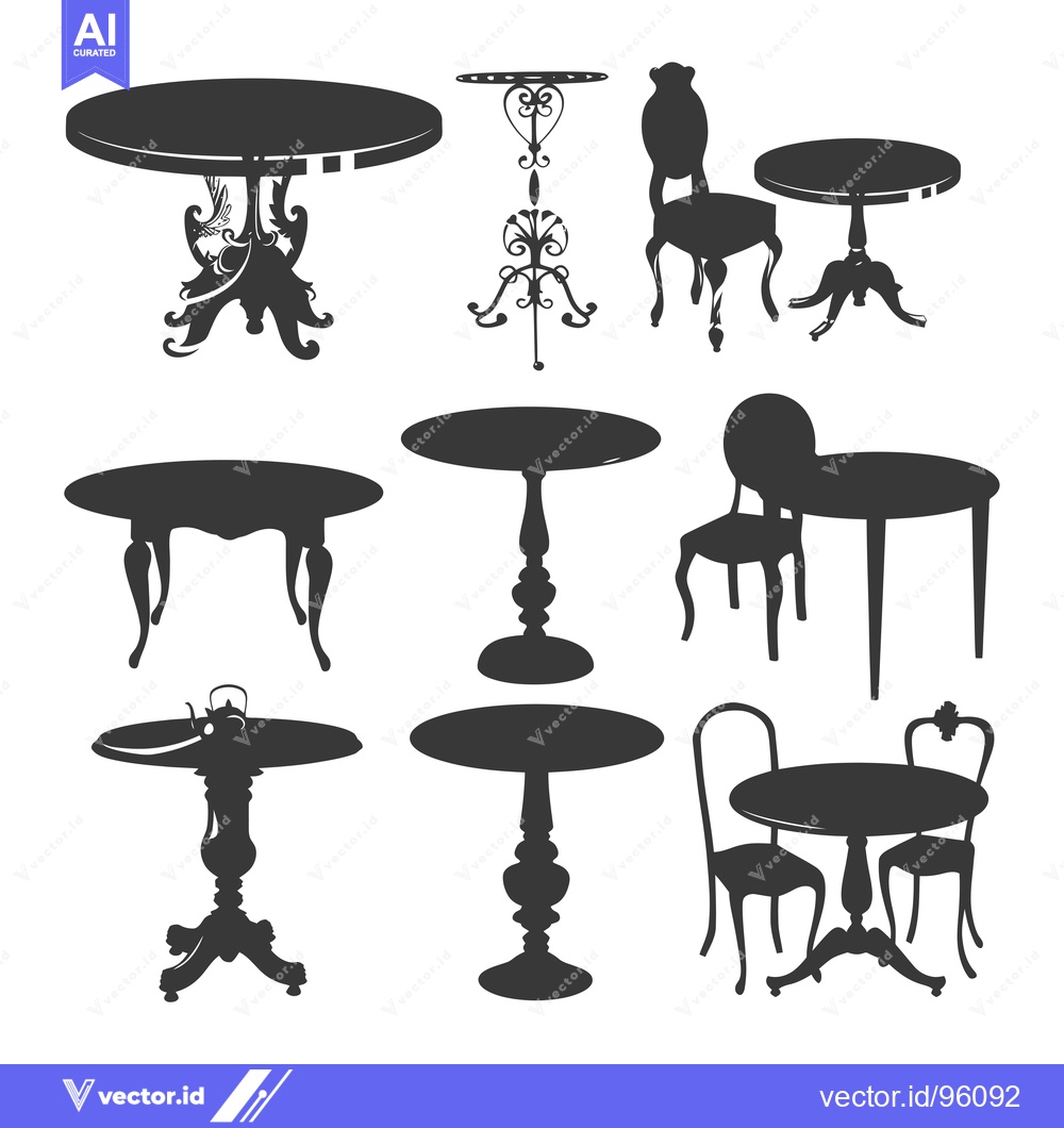 Premium Vector of Set of Silhouette Images of Tables and Chairs