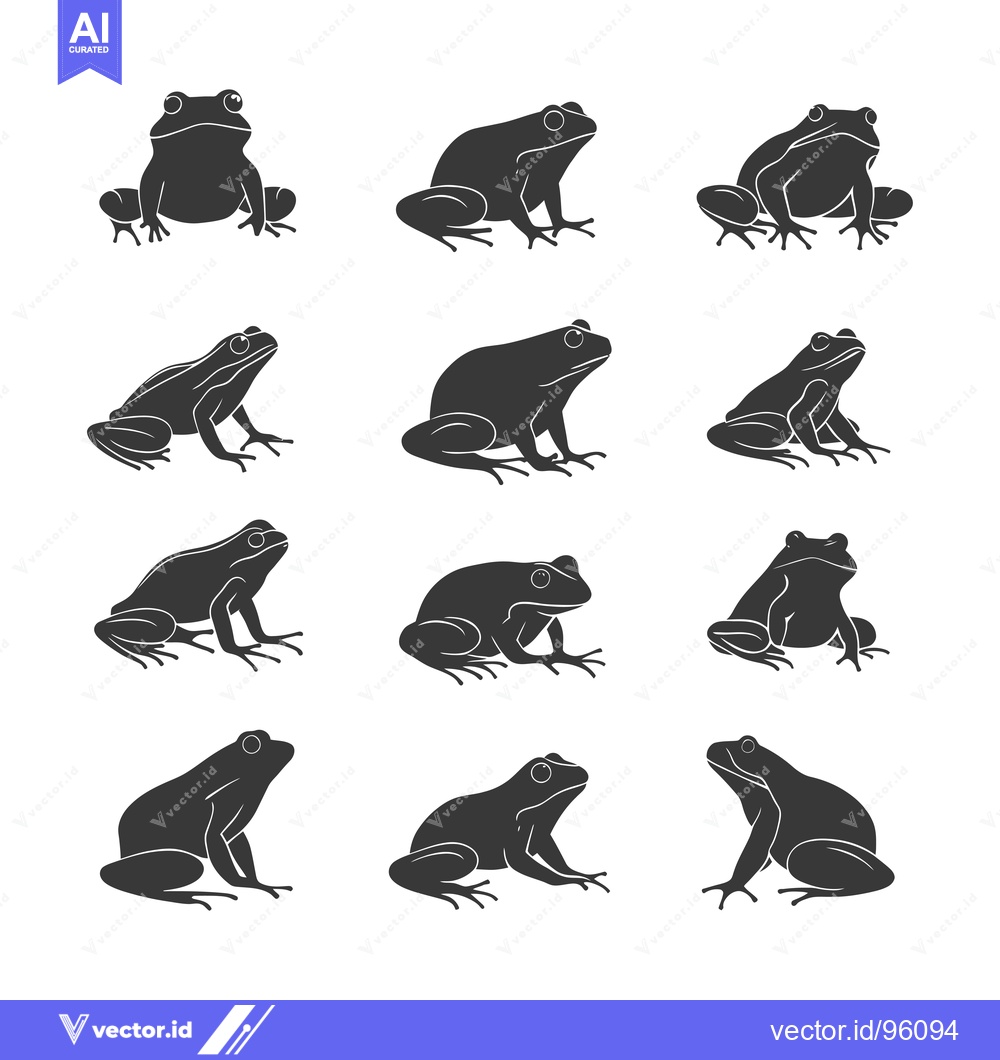 Premium Vector of Set of Silhouettes of Frogs in Various Poses