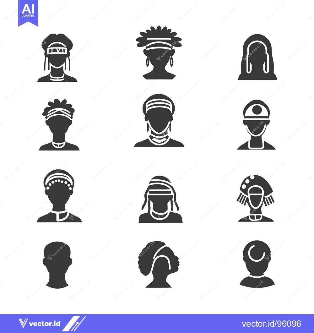 Premium Vector of Set of Silhouettes of People with Different Hairstyles and Headwear