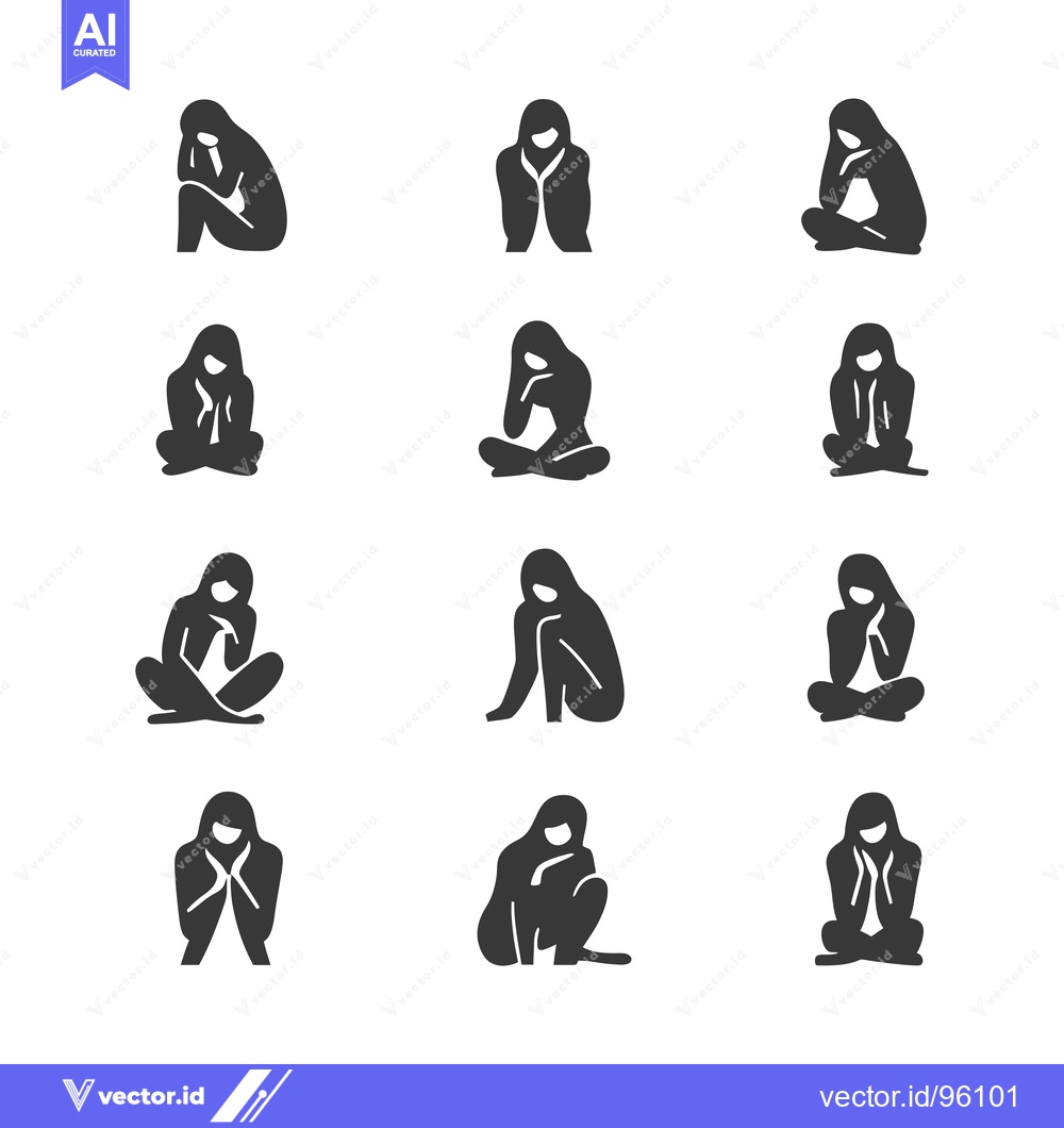 Premium Vector of Set of Silhouettes of Women Sitting in Different Poses