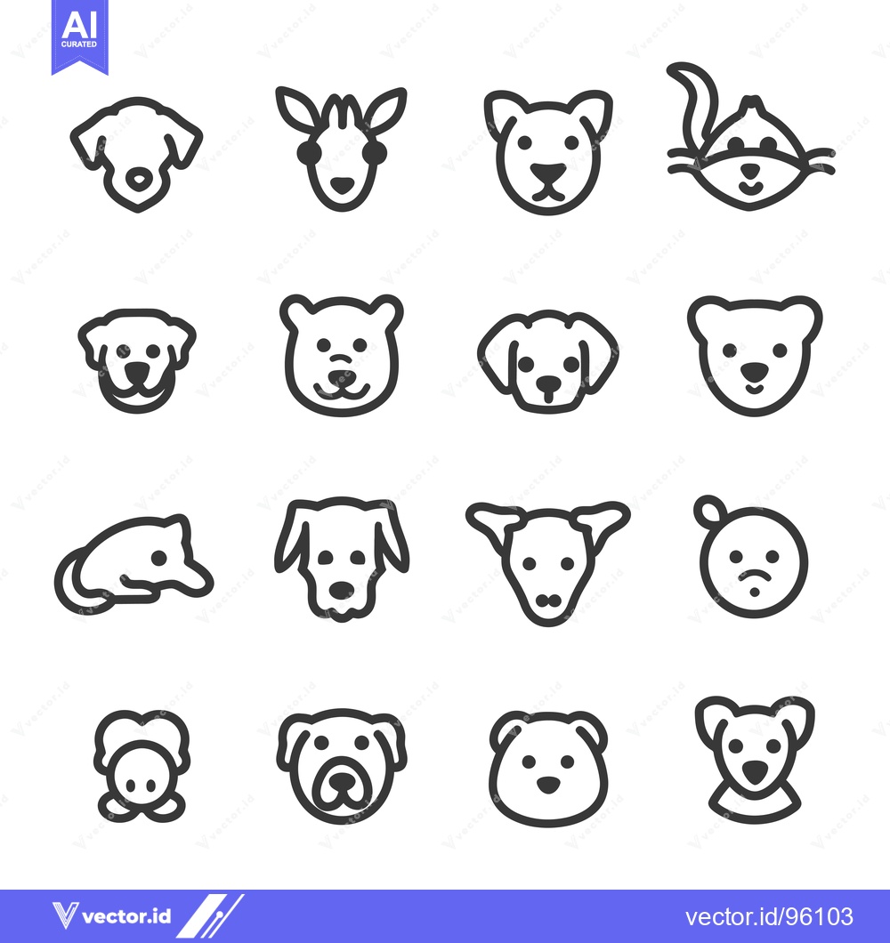 Premium Vector dari Set of Simple Animal Face Icons